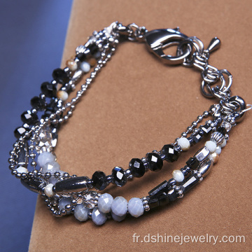 Bracelets de perles de gros Bracelet en cristal de verre multicouche